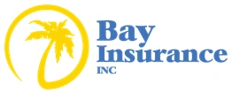 A blue and yellow logo for bay insurance